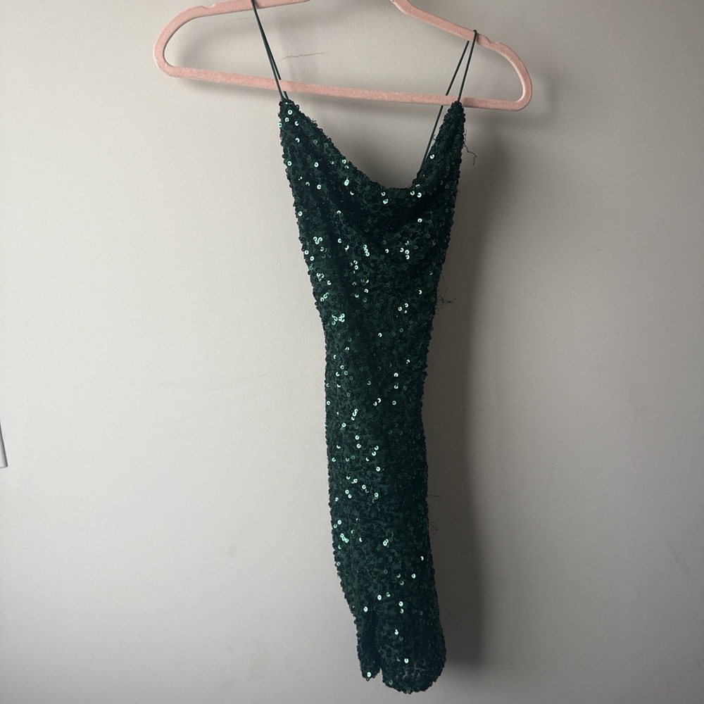 Jovani Emerald Sequin Backless Gown